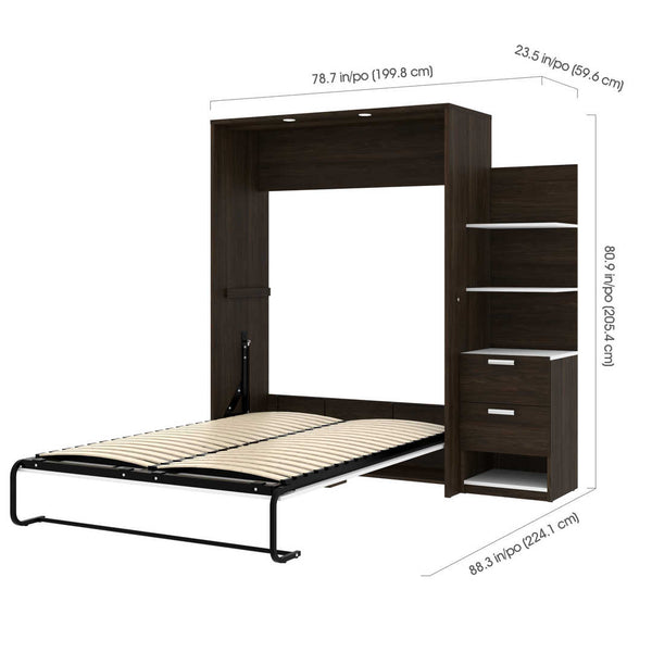 Full Murphy Bed with Nightstand and Floating Shelves (79W)