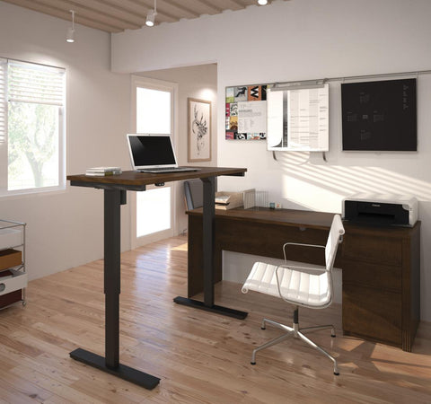 72W L-Shaped Standing Desk with Pedestal