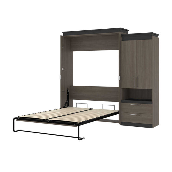 Queen Murphy Bed with Storage Cabinet and Pull-Out Shelf (97W)