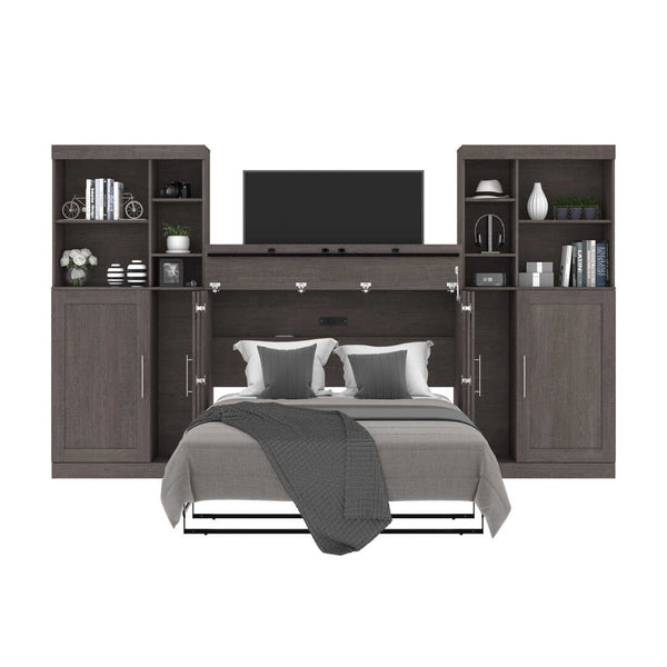 Full Cabinet Bed with Mattress and Tall Storage Cabinets (133W)