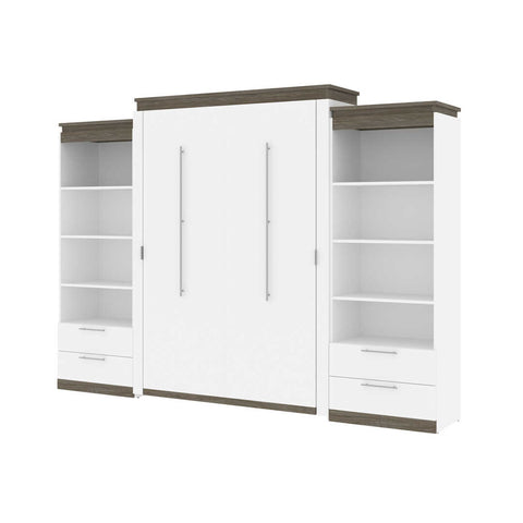 Queen Murphy Bed and 2 Shelving Units with Drawers (125W)