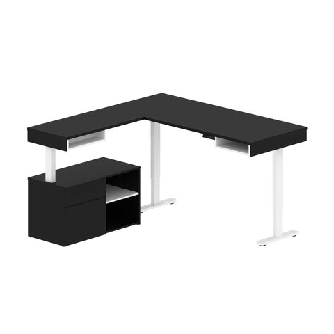 72W L-Shaped Standing Desk with Credenza