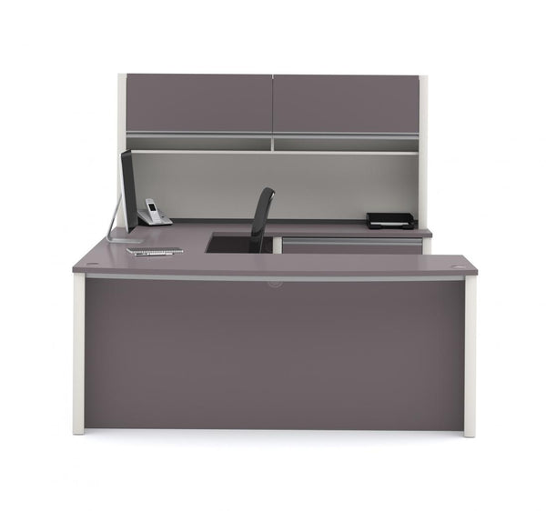 72W U-Shaped Executive Desk with Lateral File Cabinet and Hutch