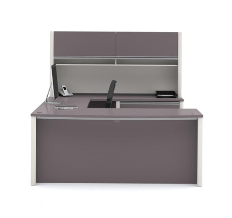 72W U-Shaped Executive Desk with Lateral File Cabinet and Hutch