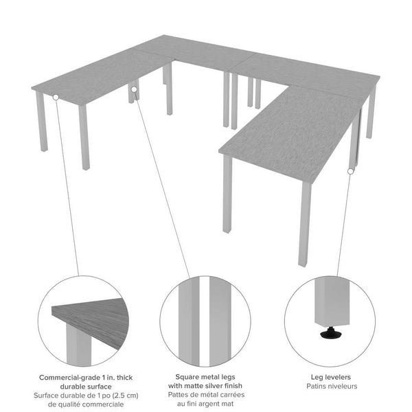 Four 60W x 30D Table Desks with Square Metal Legs