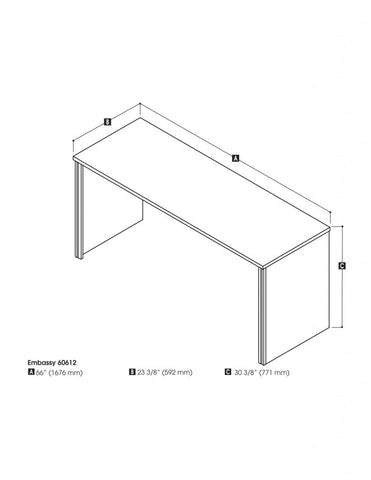 66W Narrow Desk Shell