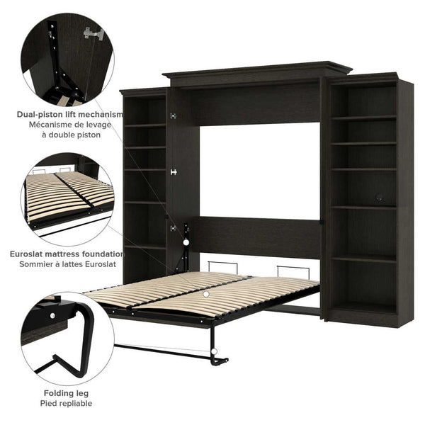 Queen Murphy Bed with Bookshelves (115W)