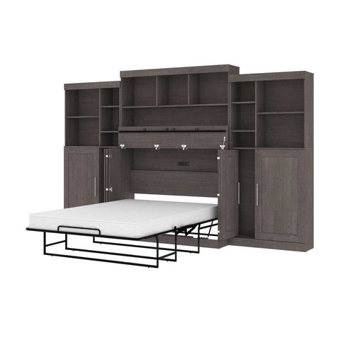 Full Cabinet Bed with Mattress, two 36″ Storage Units, and 3 Hutches