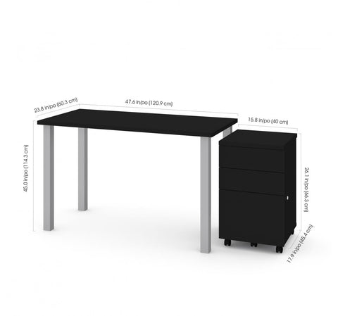 48W x 24D Table Desk with Assembled Mobile Pedestal