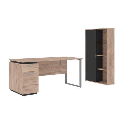 66W Desk with Single Pedestal and Storage Cabinet