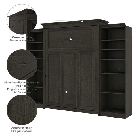 Queen Murphy Bed with Bookshelves (115W)