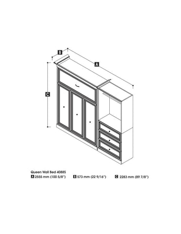 Queen Murphy Bed and 2 Closet Organizers with Doors (115W)