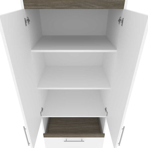 Queen Murphy Bed with Storage Cabinets and Pull-Out Shelves (126W)