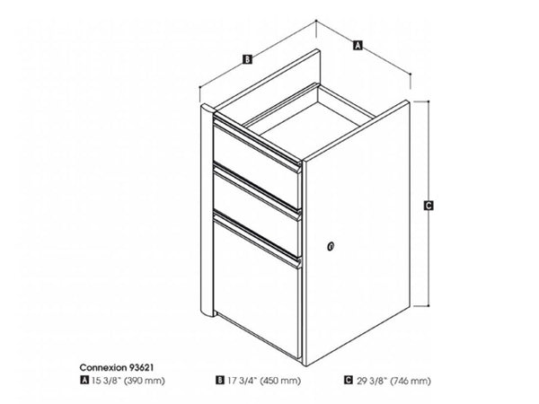 Add-On 3 Drawer Pedestal