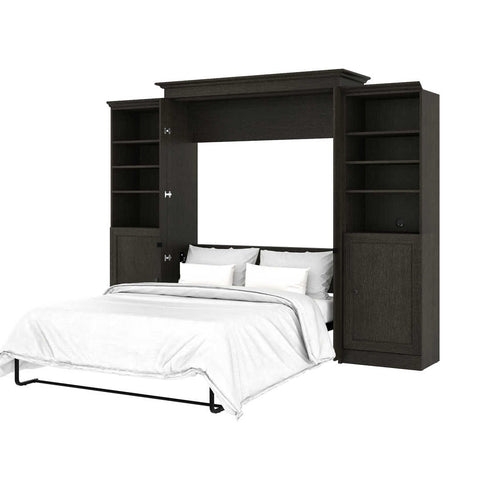 Queen Murphy Bed and 2 Shelving Units with Doors (115W)