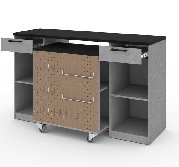 2-Piece Set:  2-Drawer Workbench and Mobile Storage Cabinet