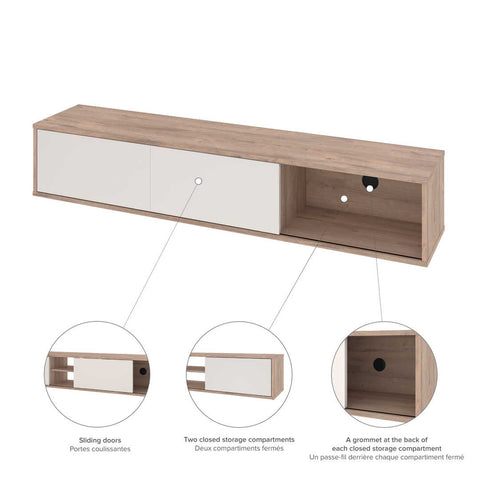 TV Stand with 2 Asymmetrical Shelving Units