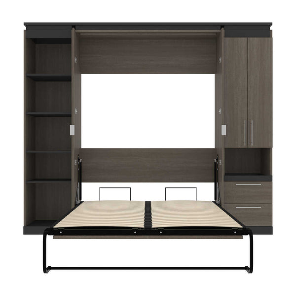 Full Murphy Bed with Storage Cabinet and Shelves (100W)