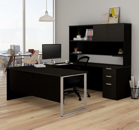 72W U-Shaped Executive Desk with Pedestal and Hutch