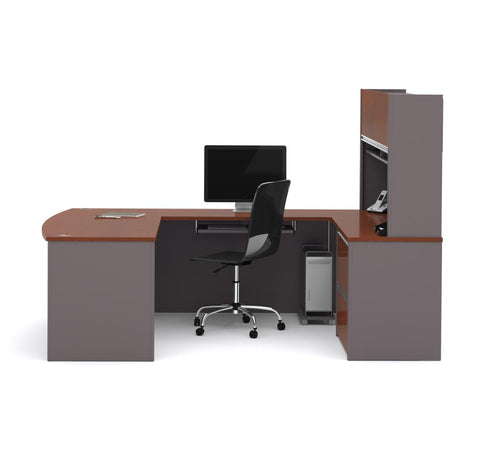 72W U-Shaped Executive Desk with Lateral File Cabinet and Hutch