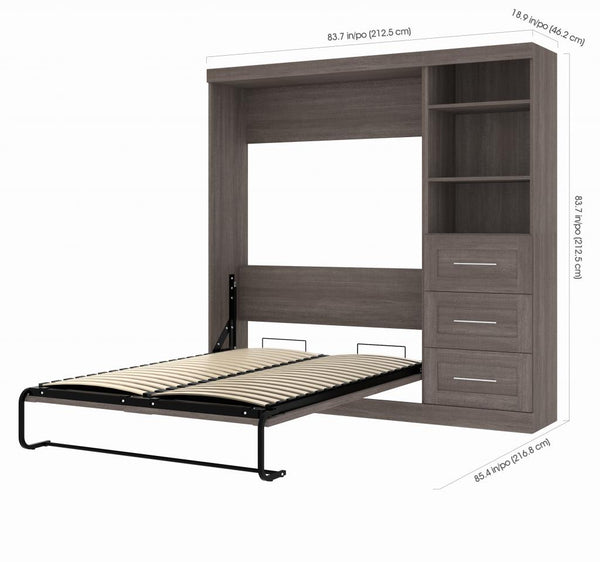 Full Murphy Bed and Shelving Unit with Drawers (84W)