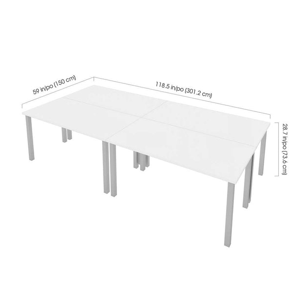 Four 60W x 30D Table Desks with Square Metal Legs