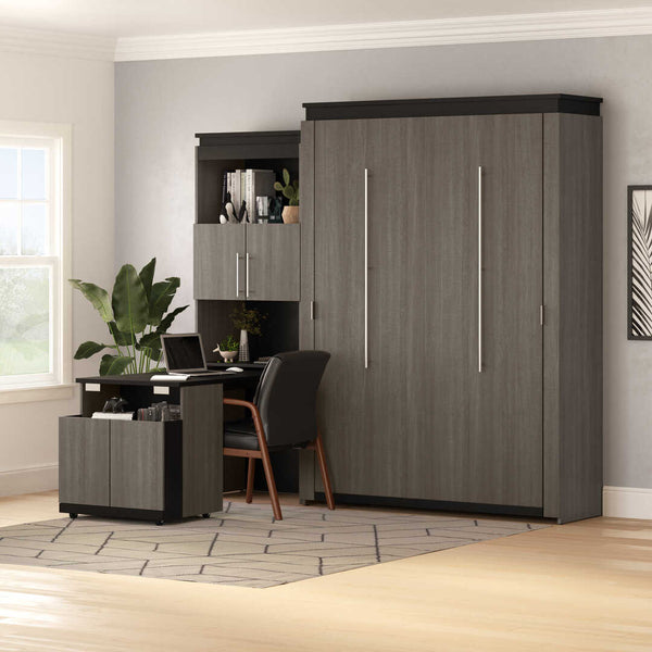 Queen Murphy Bed with Storage Cabinet and Fold-Out Desk (97W)