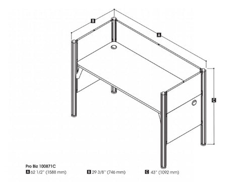 63W Single Office Cubicle with Gray Tack Board and Low Privacy Panels