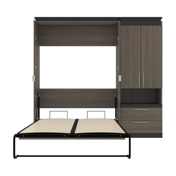 Full Murphy Bed with Storage Cabinet and Pull-Out Shelf (91W)