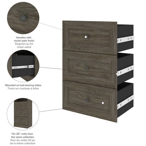 3 Drawer Set for Versatile 25W Closet Organizer