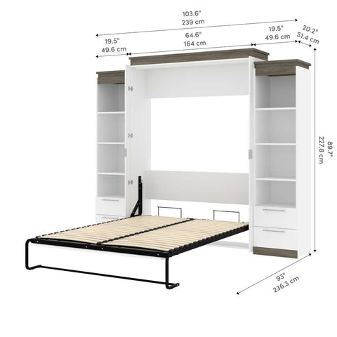 Queen Murphy Bed with Shelves and Drawers (106W)