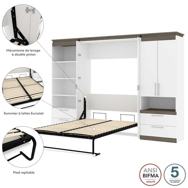 Full Murphy Bed and Multifunctional Storage with Drawers (119W)