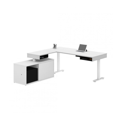 81W L-Shaped Standing Desk with Credenza