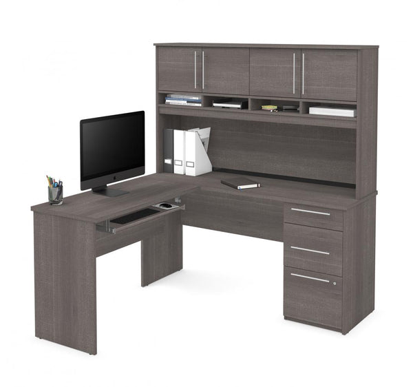 60W L-Shaped Desk with Hutch