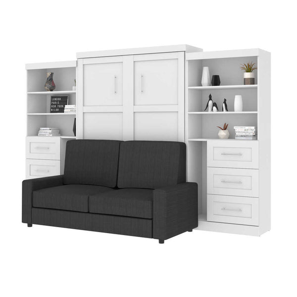 Queen Murphy Bed, 1 Sofa and 2 Storage Units with Drawers