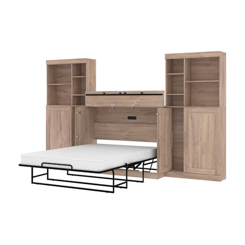 Full Cabinet Bed with Mattress and Tall Storage Cabinets (133W)