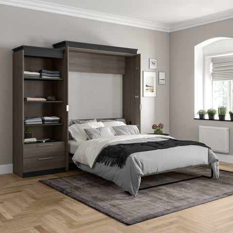 Queen Murphy Bed with Shelves and Drawers (97W)