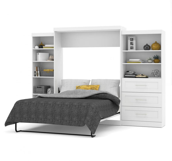 Queen Murphy Bed with Shelving and Drawers (126W)