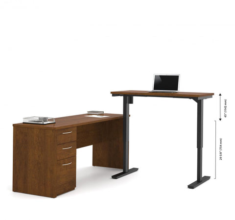 72W L-Shaped Standing Desk with Pedestal