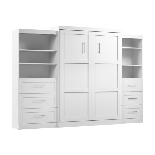 Queen Murphy Bed and 2 Shelving Units with Drawers (126W)