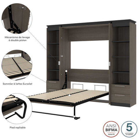 Full Murphy Bed with Shelves and Drawers (100W)