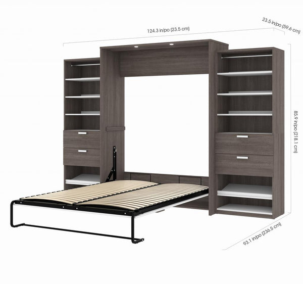 Queen Murphy Bed with 2 Closet Organizers with Drawers (125W)