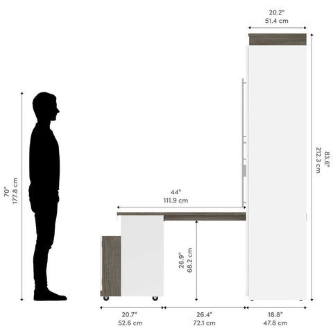 Queen Murphy Bed with Storage Cabinet and Fold-Out Desk (97W)
