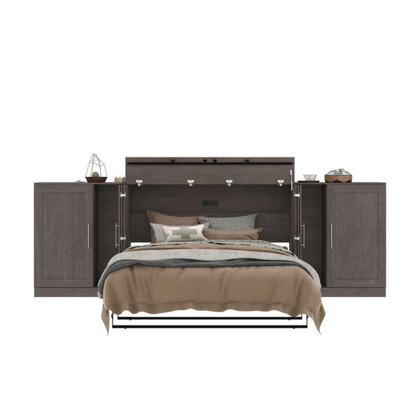 Queen Cabinet Bed with Mattress and Storage Cabinets (139W)