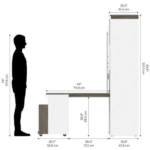 Full Murphy Bed with Storage Cabinet and Fold-Out Desk (91W)