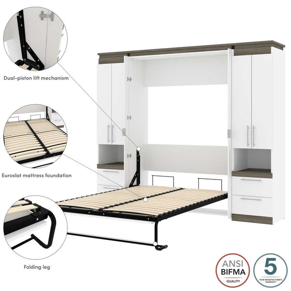 Full Murphy Bed with Storage Cabinets and Pull-Out Shelves (100W)