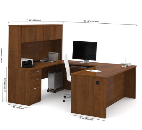 72W U-Shaped Executive Desk with Pedestal and Hutch