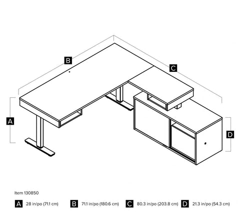 81W L-Shaped Standing Desk with Credenza