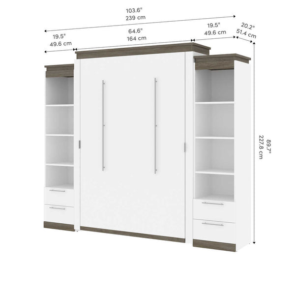 Queen Murphy Bed with Shelves and Drawers (106W)