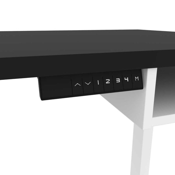 72W L-Shaped Standing Desk with Dual Monitor Arm and Storage